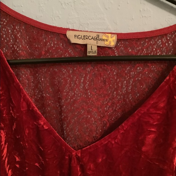 Red / Crimson Crushed Velvet Top - Picture 6 of 8